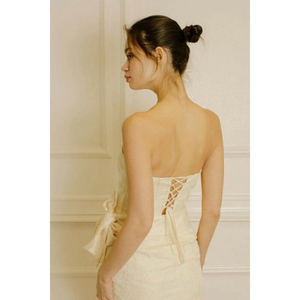 NWT STORIA DAISY EMBOSSED PRINT STRAPLESS CORSET MINI DRESS GIRLS  SIZE LARGE(8) - Picture 3 of 12